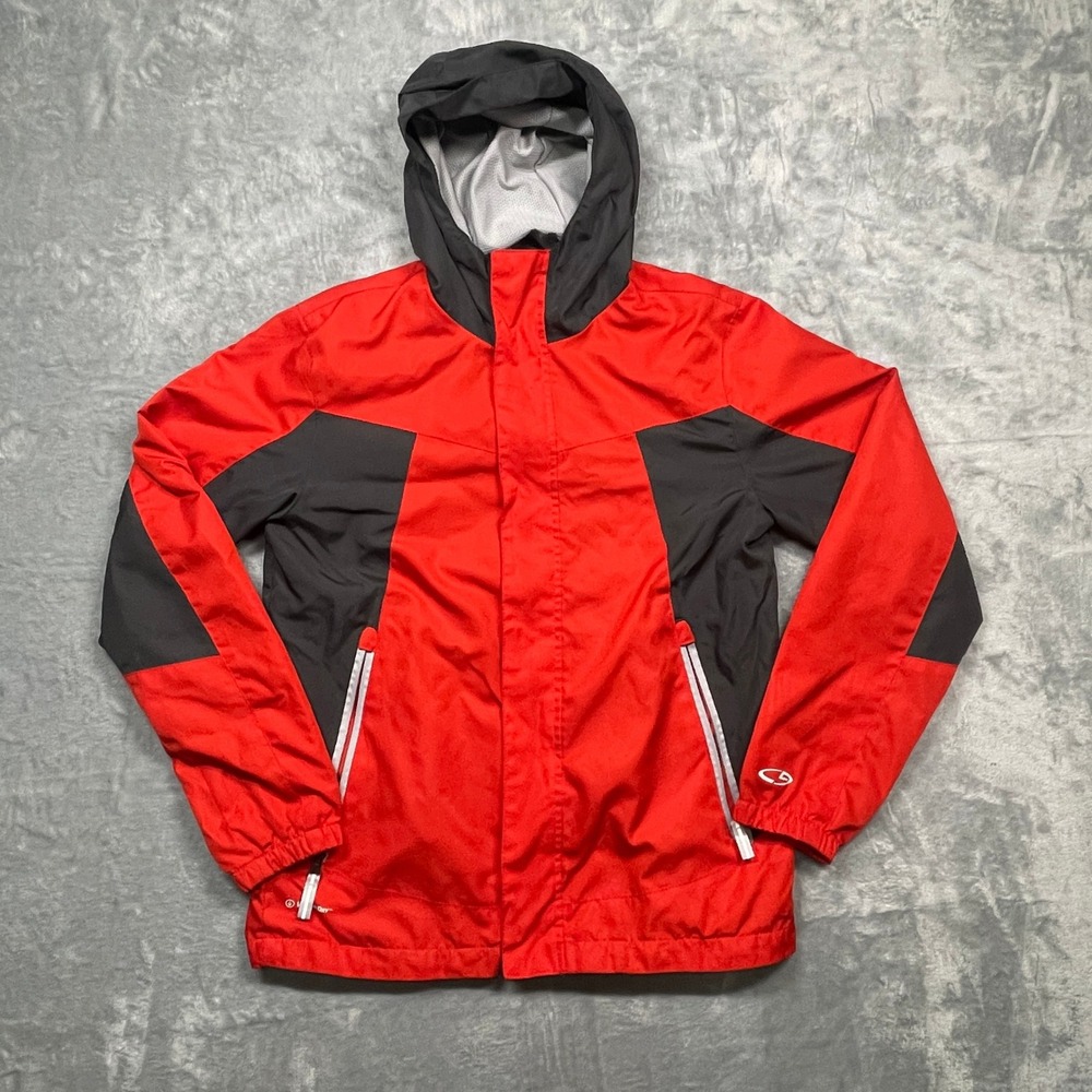 Champion Windbreaker Jacket Kids Size L 12-14 Red Black VentureDry Hooded Zip